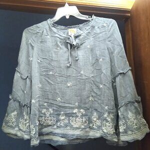 French Grey Fig and Flower Blouse